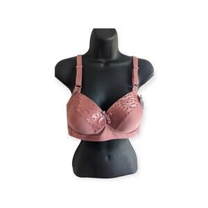 Women Rose Intimate Pink Bra 38B No underwire, Extra Wide Back W/ 3 Hooks